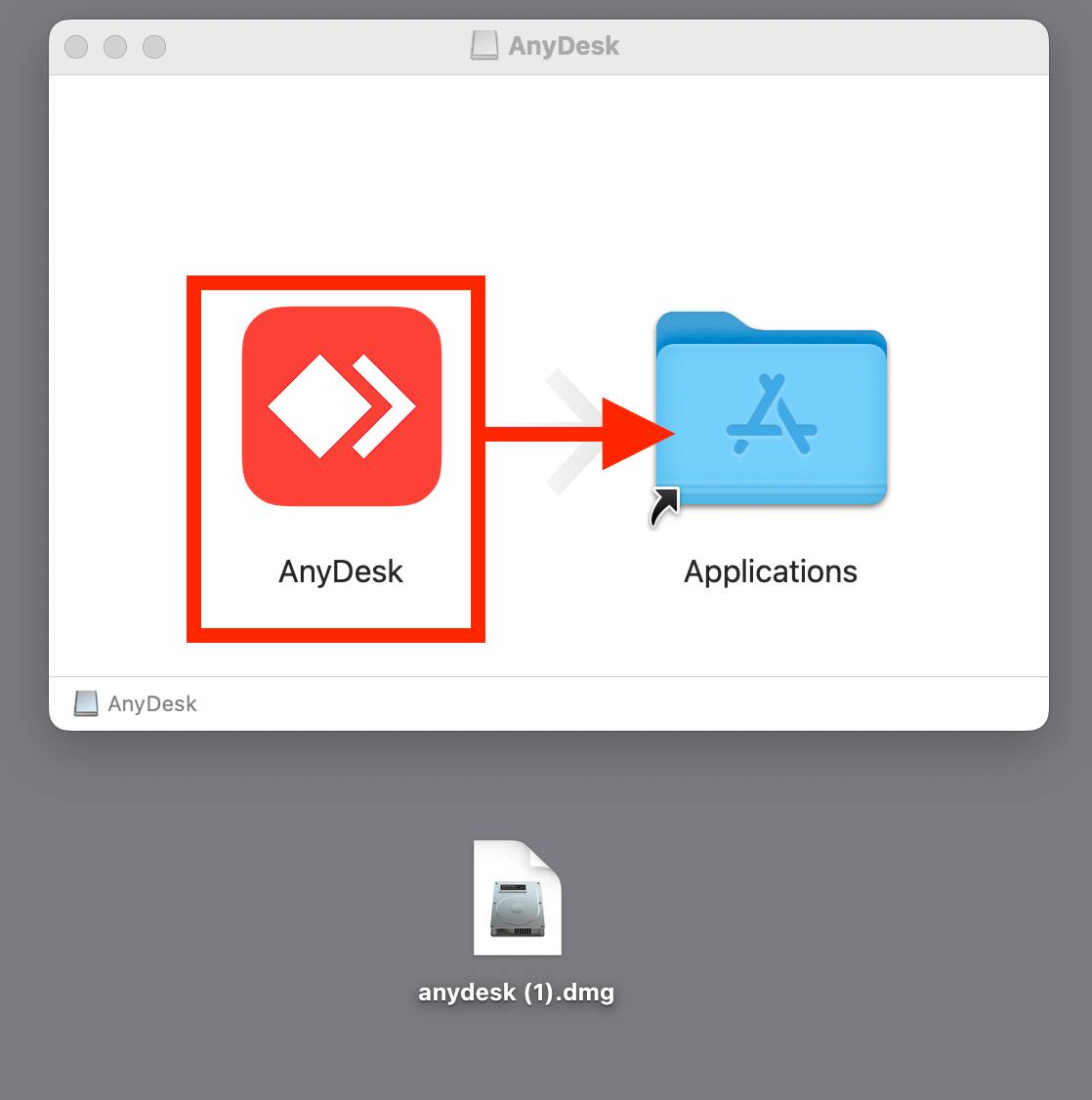 Перетащить AnyDesk в Applications